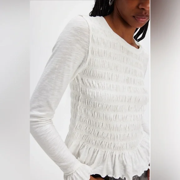 FREE PEOPLE We The Free Sylvie Long Sleeve TEE TOP - Picture 2 of 9